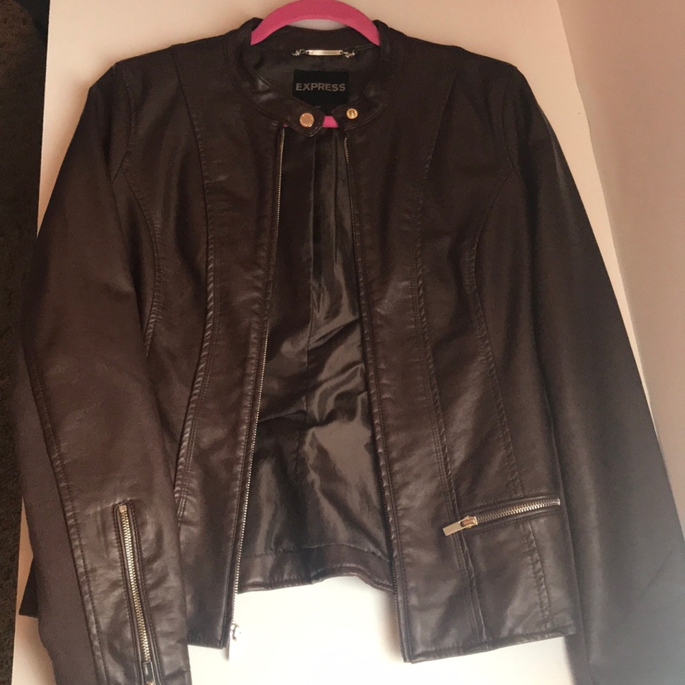Express brown faux leather jacket